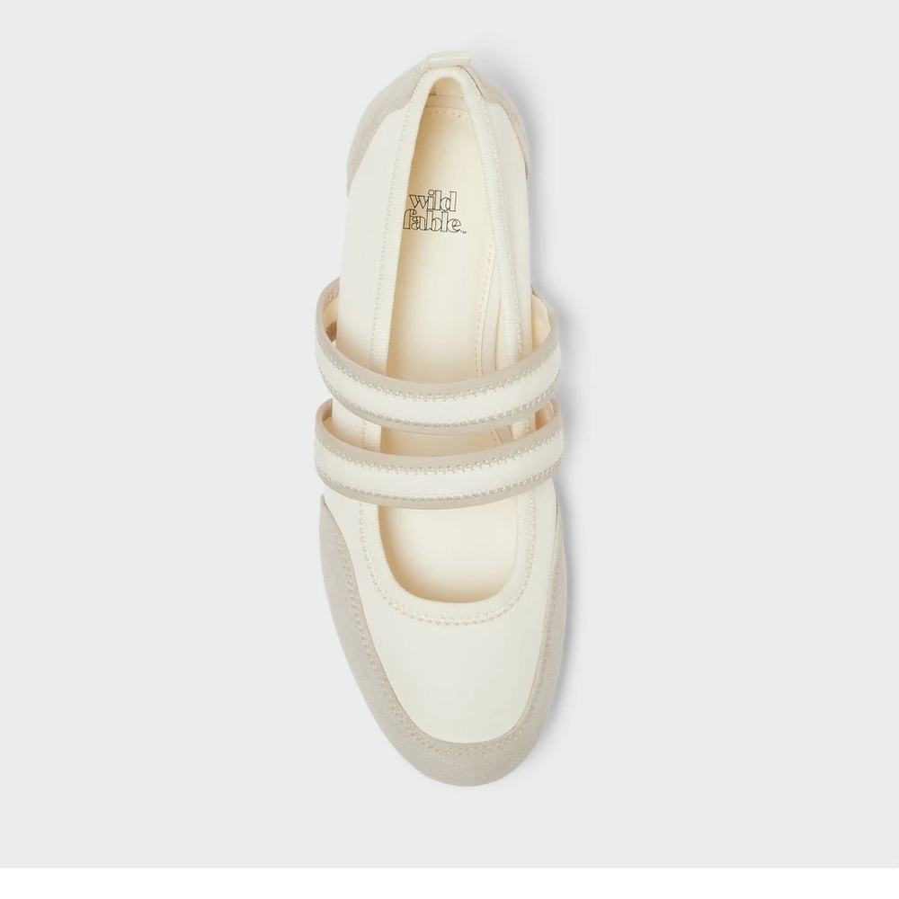 wild fable Cream and Light Gray Double-Strap Mary Jane Flats